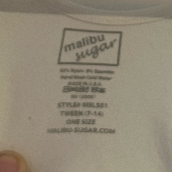 ONE SIZE MALIBU SUGAR TIGHT CROP TOP IN WHITE - Picture 3 of 3